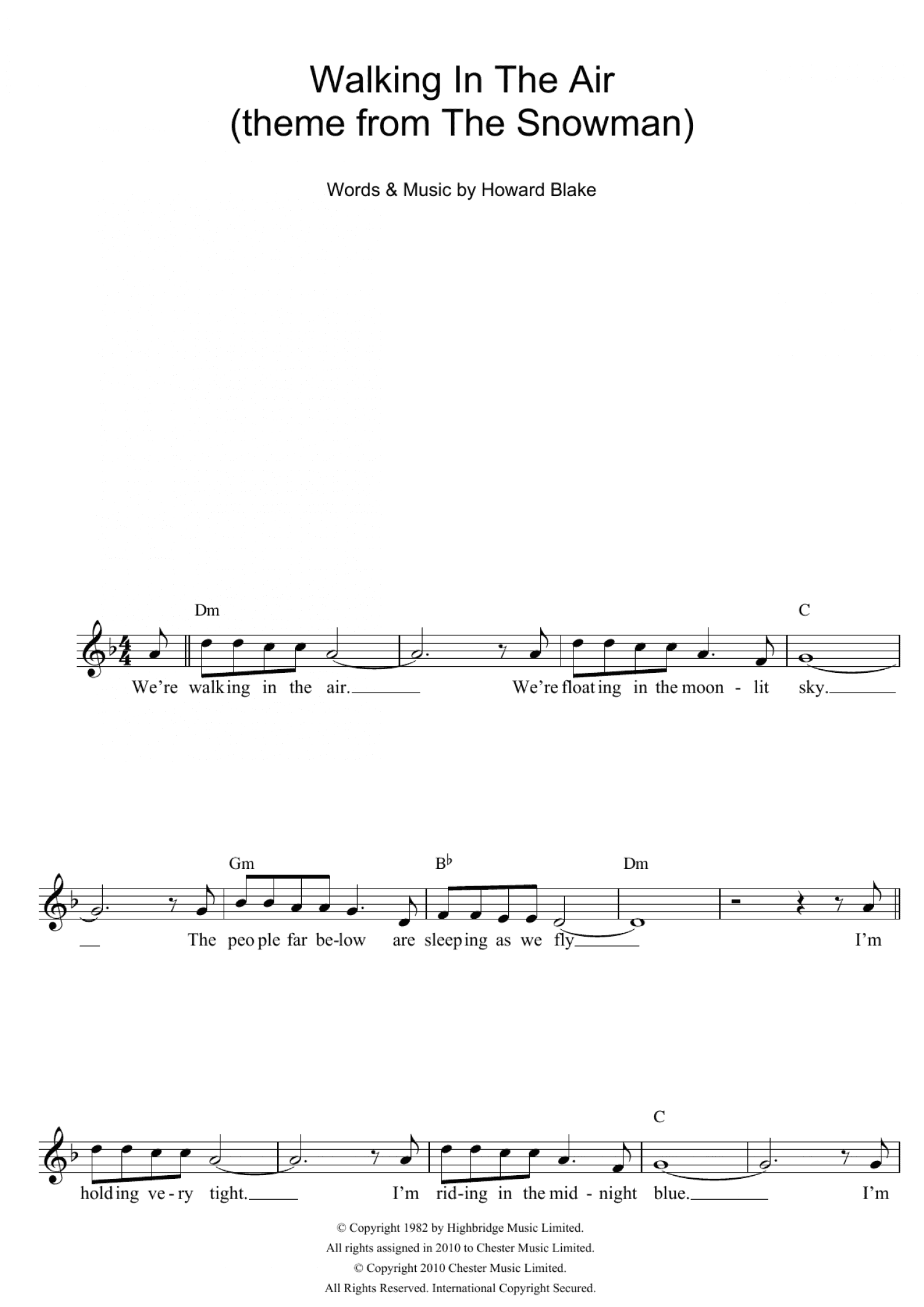 Walking In The Air (theme from The Snowman) (Lead Sheet / Fake Book)