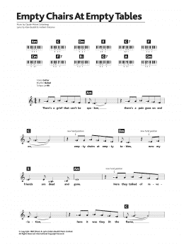page one of Empty Chairs At Empty Tables (from Les Miserables) (Piano Chords/Lyrics)