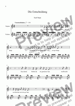 page one of 6 Songs for High Voice and Violin Solo 2. Die Entscheidung