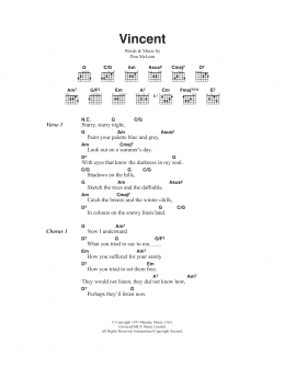 page one of Vincent (Starry Starry Night) (Guitar Chords/Lyrics)