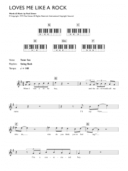 page one of Loves Me Like A Rock (Piano Chords/Lyrics)