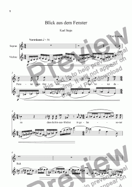 page one of 6 Songs for High Voice and Violin Solo 3. Der Blick aus dem Fenster