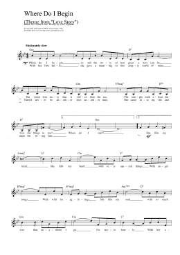 page one of Where Do I Begin (theme from Love Story) (Lead Sheet / Fake Book)