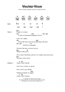 page one of Voulez Vous (Guitar Chords/Lyrics)