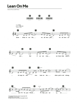 page one of Lean On Me (Piano Chords/Lyrics)