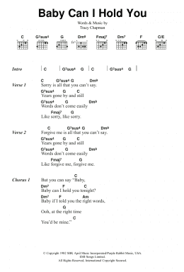 page one of Baby Can I Hold You (Guitar Chords/Lyrics)