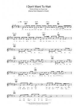 page one of I Don't Want To Wait (theme from Dawson's Creek) (Lead Sheet / Fake Book)