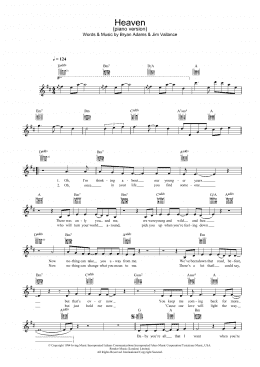 page one of Heaven (piano version) (Lead Sheet / Fake Book)