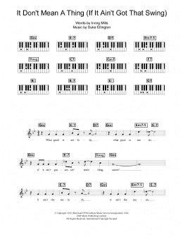 page one of It Don't Mean A Thing (If It Ain't Got That Swing) (Piano Chords/Lyrics)