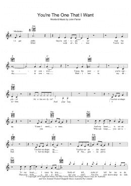 page one of You're The One That I Want (from Grease) (Lead Sheet / Fake Book)