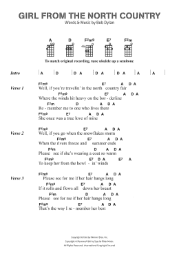 page one of Girl From The North Country (Piano, Vocal & Guitar Chords)