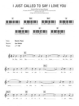 page one of I Just Called To Say I Love You (Piano Chords/Lyrics)