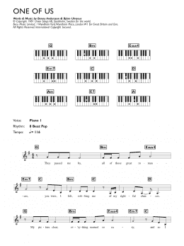 page one of One Of Us (Piano Chords/Lyrics)