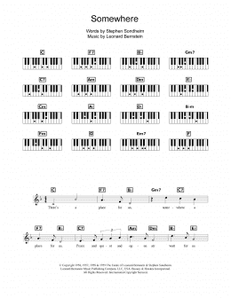 page one of Somewhere (from West Side Story) (Piano Chords/Lyrics)