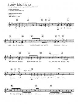 page one of Lady Madonna (Piano Chords/Lyrics)