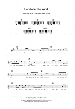 page one of Candle In The Wind (Piano Chords/Lyrics)