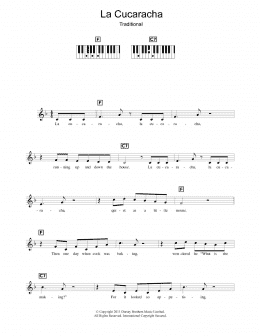 page one of La Cucaracha (The Cockroach) (Piano Chords/Lyrics)