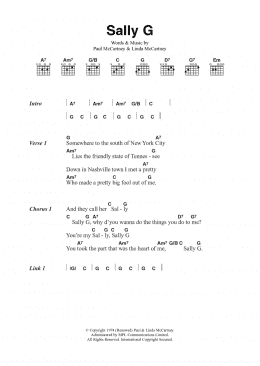 page one of Sally G (Guitar Chords/Lyrics)