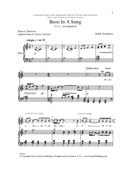 page one of Born in a Song (SSA Choir)