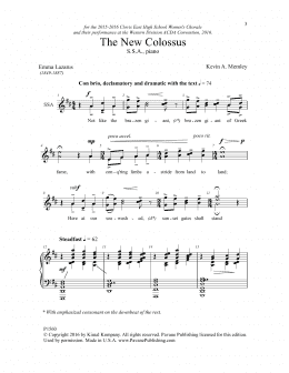 page one of The New Colossus (SSA Choir)