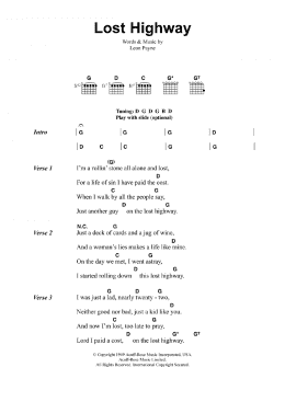 page one of Lost Highway (Guitar Chords/Lyrics)