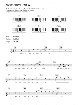 page one of Goodbye Mr. A (Piano Chords/Lyrics)