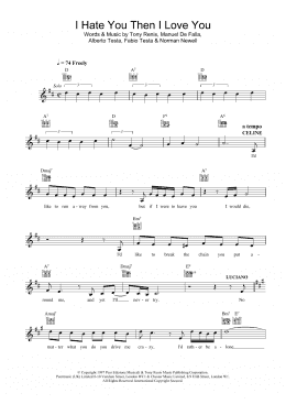 page one of I Hate You Then I Love You (Lead Sheet / Fake Book)