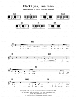 page one of Black Eyes, Blue Tears (Piano Chords/Lyrics)