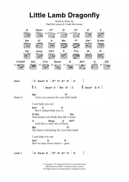 page one of Little Lamb Dragonfly (Guitar Chords/Lyrics)