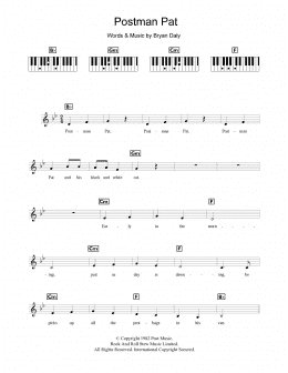page one of Postman Pat (Piano Chords/Lyrics)