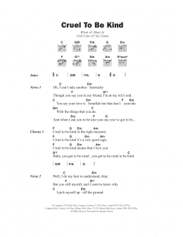 page one of Cruel To Be Kind (Guitar Chords/Lyrics)