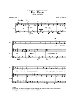 page one of For I Know (SATB Choir)