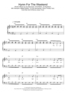 page one of Hymn For The Weekend (Easy Piano)