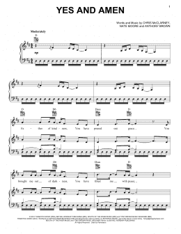 page one of Yes And Amen (Piano, Vocal & Guitar Chords (Right-Hand Melody))