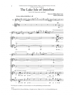 page one of The Lake Isle of Innisfree (SATB Choir)