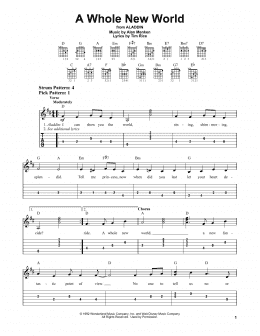 page one of A Whole New World (from Aladdin) (Easy Guitar Tab)