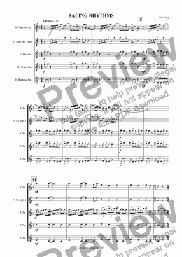 page one of Racing Rhythms [Sax Quartet]