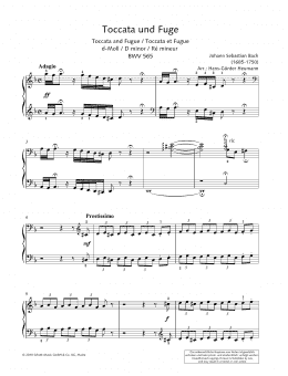page one of Toccata and Fugue in D Minor (Piano Solo)