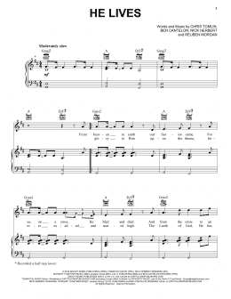 page one of He Lives (Piano, Vocal & Guitar Chords (Right-Hand Melody))