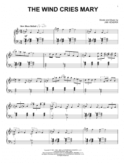 page one of The Wind Cries Mary [Jazz version] (Piano Solo)