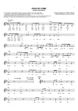 page one of Even So Come (Come Lord Jesus) (feat. Kristian Stanfill) (Lead Sheet / Fake Book)