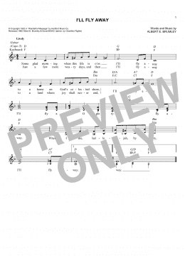 page one of I'll Fly Away (Lead Sheet / Fake Book)