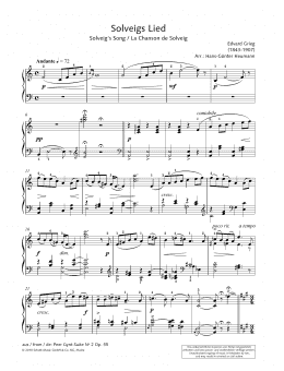 page one of Solveig's Song (Piano Solo)