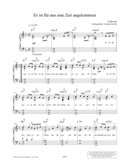 page one of Es ist fur uns eine Zeit angekommen (Piano Solo)