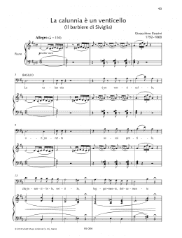 page one of La calunnia è un venticello (Piano & Vocal)