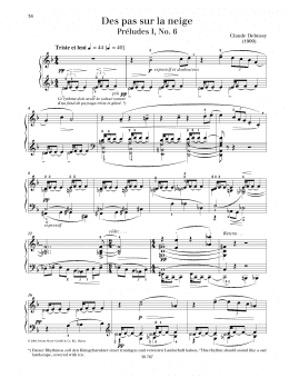 page one of Des pas sur la neige (Piano Solo)