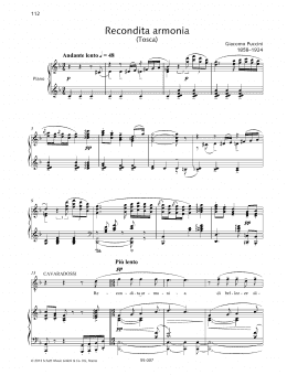 page one of Recondita Armonia (Piano & Vocal)