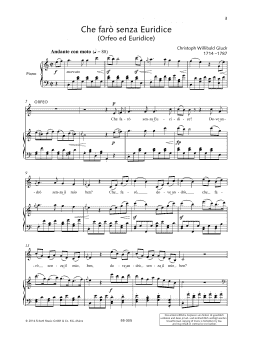 page one of Che farò senza Euridice (Piano & Vocal)