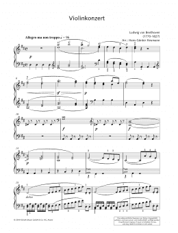 page one of Concerto for Violin and Orchestra in D major (Piano Solo)