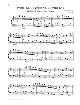page one of Waltz No. 8 G major (Piano Solo)